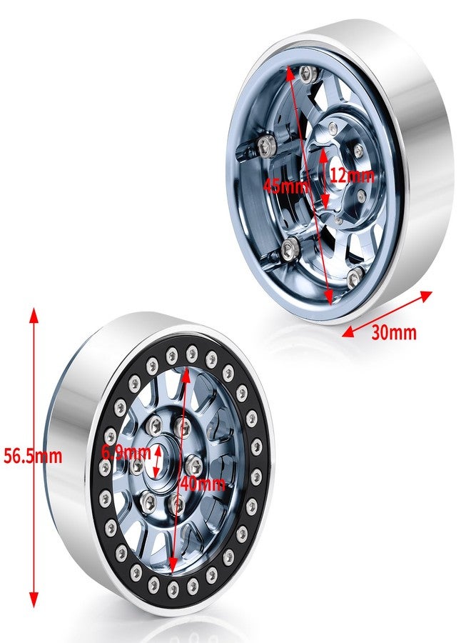 RCHUBAM 1.9" Beadlock Wheels SCX10 Aluminum 1.9 Beadlock Wheels Rims HxW 56.5 * 30mm Compatible with 1:10 RC Crawler Axial SCX10 TRX4 TRX6 SCX10 90046 Upgrades (Titanium + Black) - Image 3